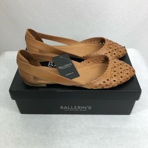 NEW Ballerin’s Hand Made Leather Flats Shoes, Size 41, US Size 9.5, Brown
